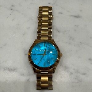 Michael Kors Gold Watch with Turquoise Blue Dial